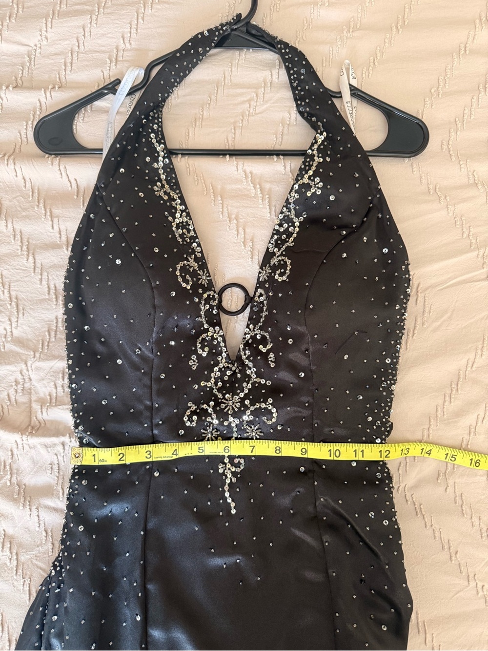 Cinderella Black Halter Sequin-Embellished Dress